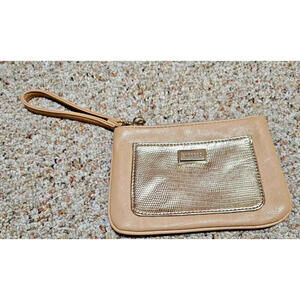 Express Jet Set Charm Top-Zip Wristlet Light Beige